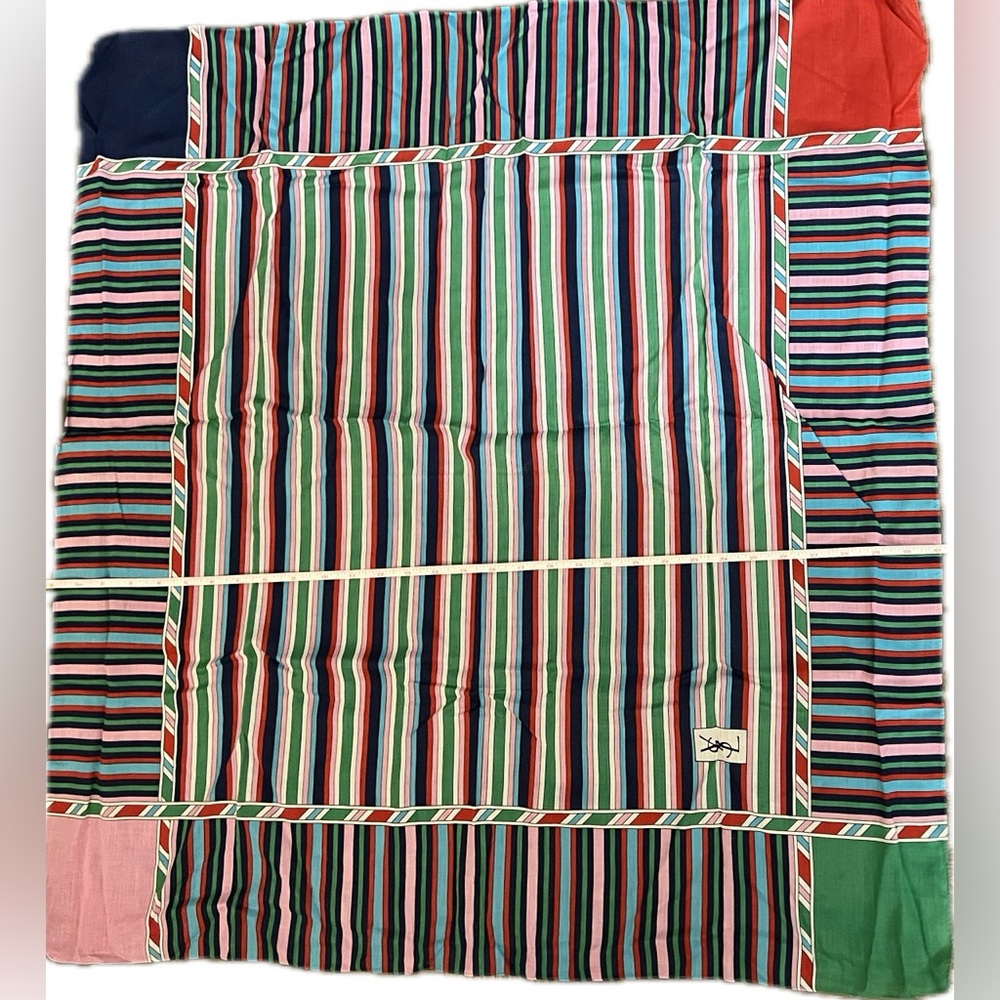Yves Saint Laurent YSL Chic Vintage Cotton Striped Scarf - Picture 5 of 5